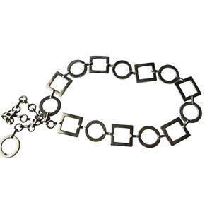 Silver Geometric Circle Squares Chain Metal Belt Womens One Size B83